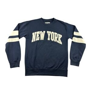 New York Popular Sweatshirt Men S Blue Crewneck Pullover Long Sleeve Urban